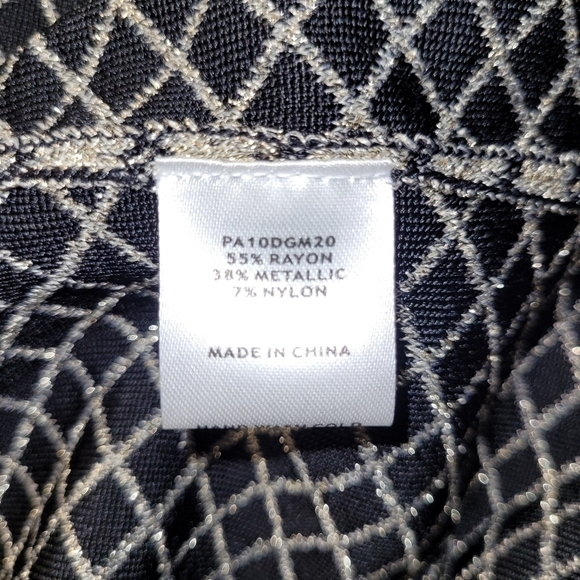 Parker Candice Black & Gold Metallic Knit Pleated Flared Dress Size P (S) - Picture 14 of 16